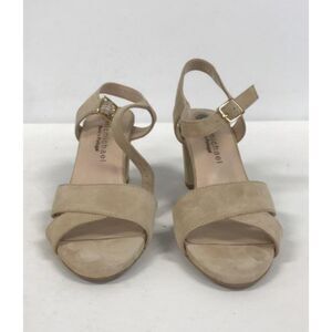 Eric Michael "CATHY" Open Toe Strap Suede & Rubber Heels Tan Size 40 (9.5)